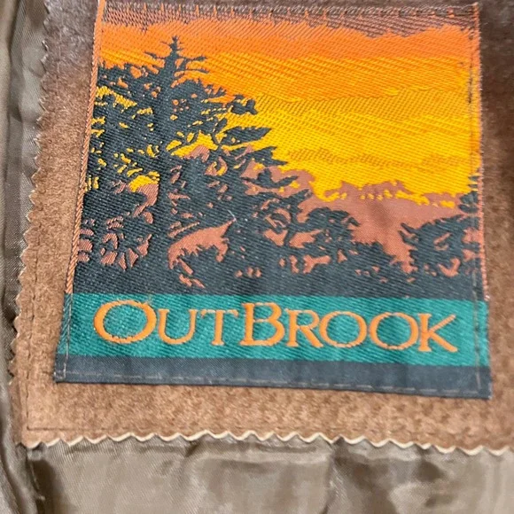 OutBrook Vintage Brown Suede Leather Bomber Jacket Faux Fur Collar Women Large - Picture 4 of 9